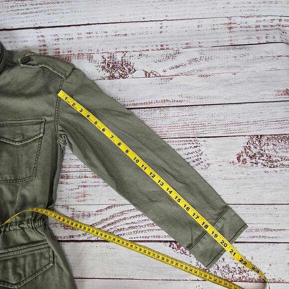 American Eagle Barn Chore Coat S Military Green Utility Snap Zip Jacket Pockets - Picture 12 of 13